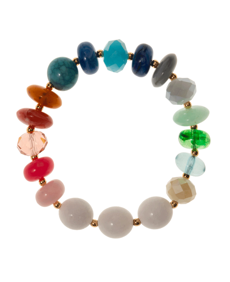 Multi Resin Beads & Semi-Precious Stone Stretch Bracelet