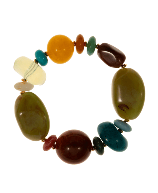 Chunky Multi Shape Resin Beads Stretch Bracelet