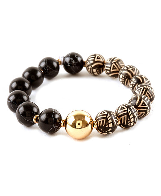 Semi Precious & Wood Aztec Elastic Bracelet