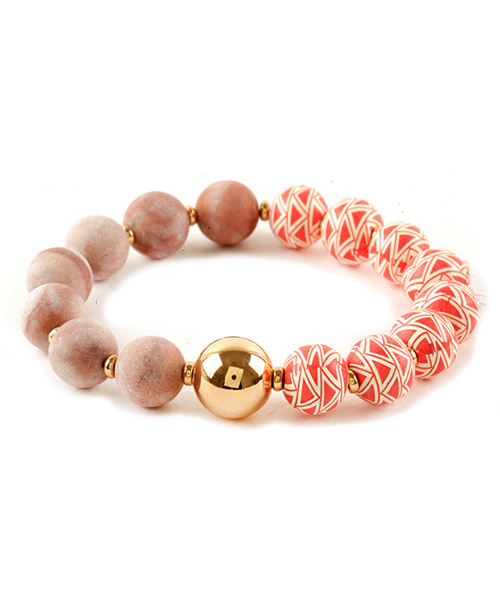 Semi Precious & Wood Aztec Elastic Bracelet