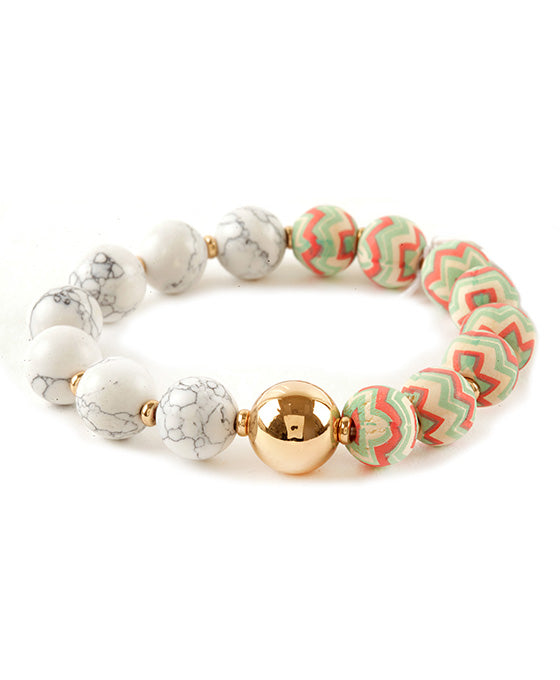 Semi Precious & Wood Aztec Elastic Bracelet