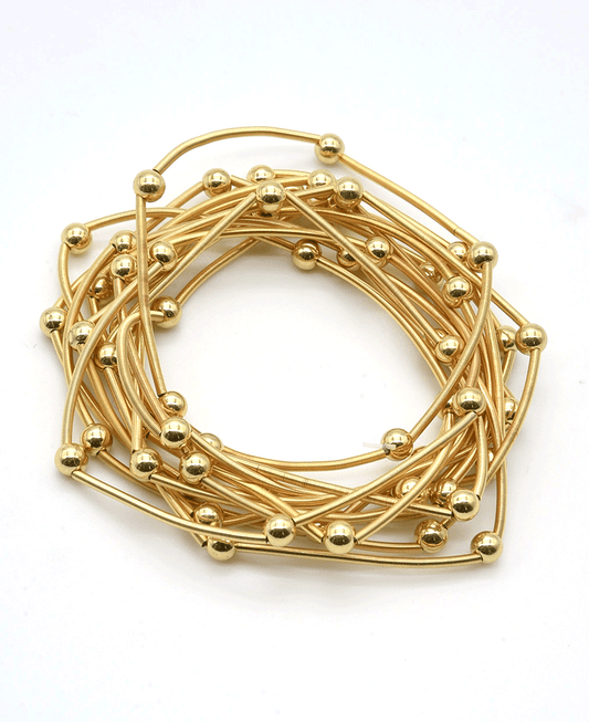 Multi Layered w/ Balls Stretch Bracelet