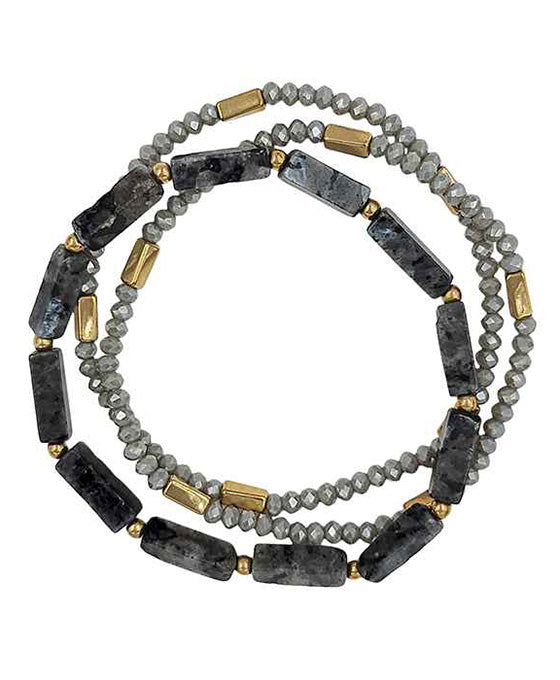 Stone & Glass Stretch Bracelet
