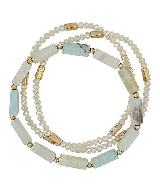 Stone & Glass Stretch Bracelet
