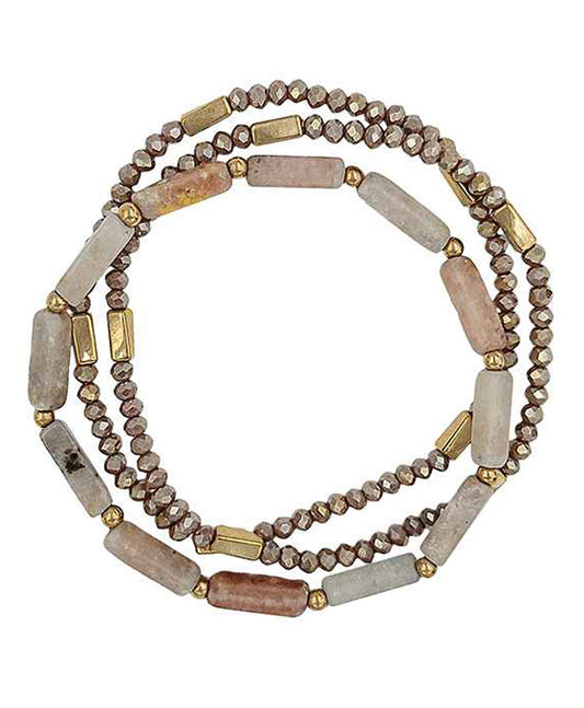 Stone & Glass Stretch Bracelet
