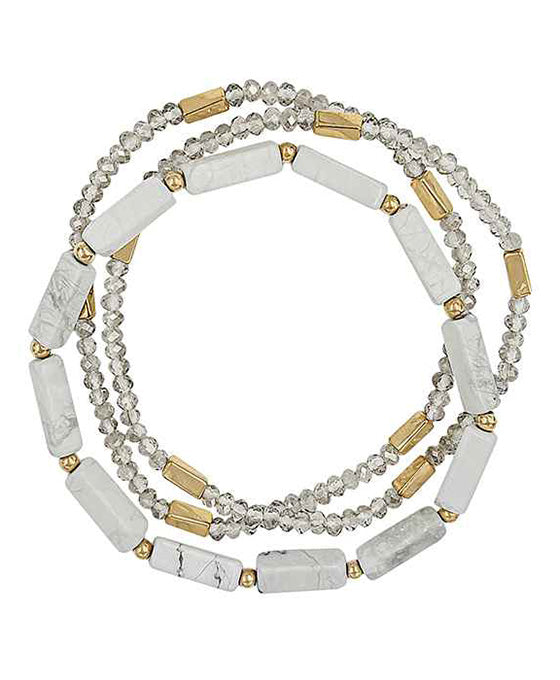 Stone & Glass Stretch Bracelet