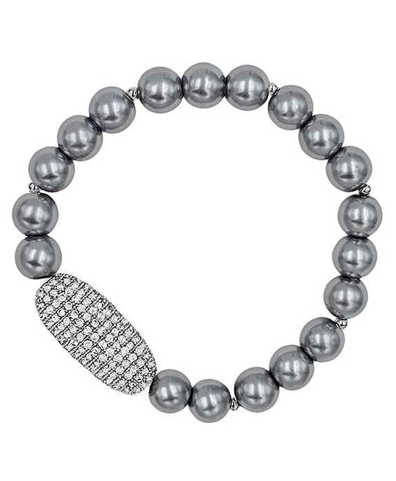 Oval Paved Ball Pearl Bracelet