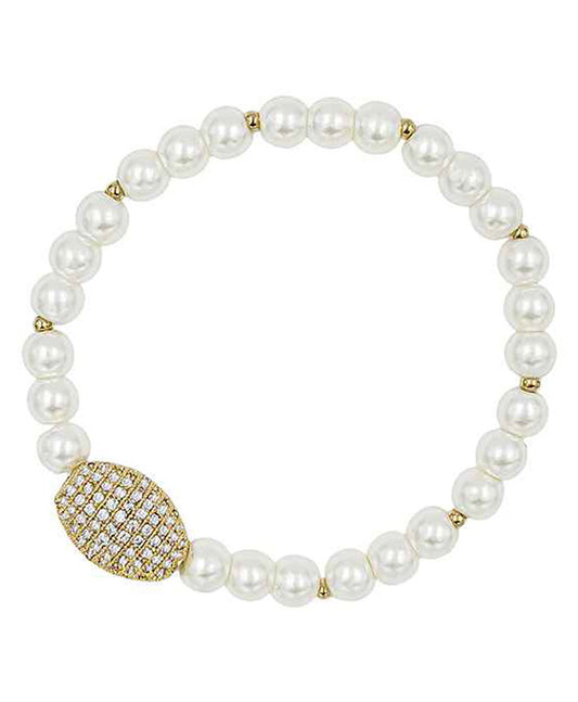 Oval Paved Ball Pearl Bracelet
