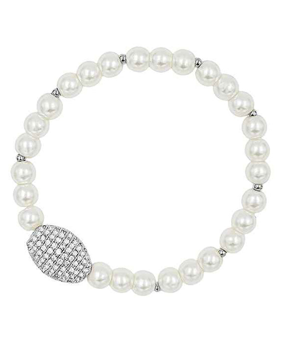 Oval Paved Ball Pearl Bracelet