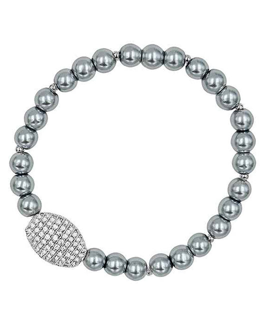 Oval Paved Ball Pearl Bracelet