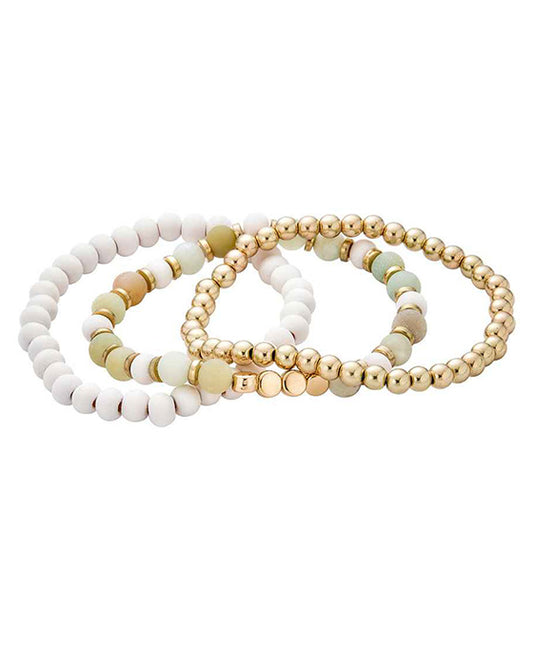 Stone / Wood / Metal Ball Bracelet