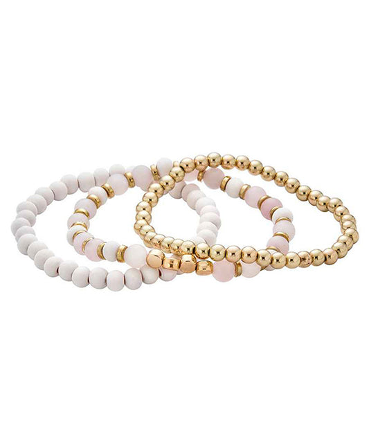 Stone / Wood / Metal Ball Bracelet