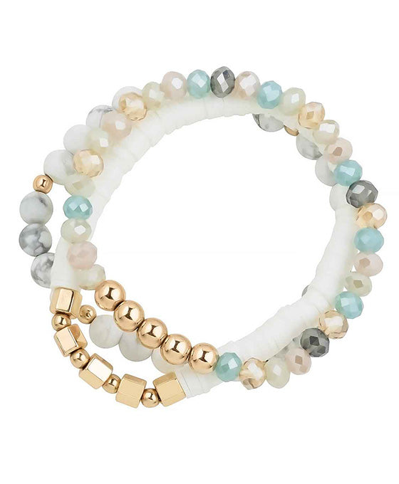 Stone / Rubber / Glass Bead Stretch Bracelet