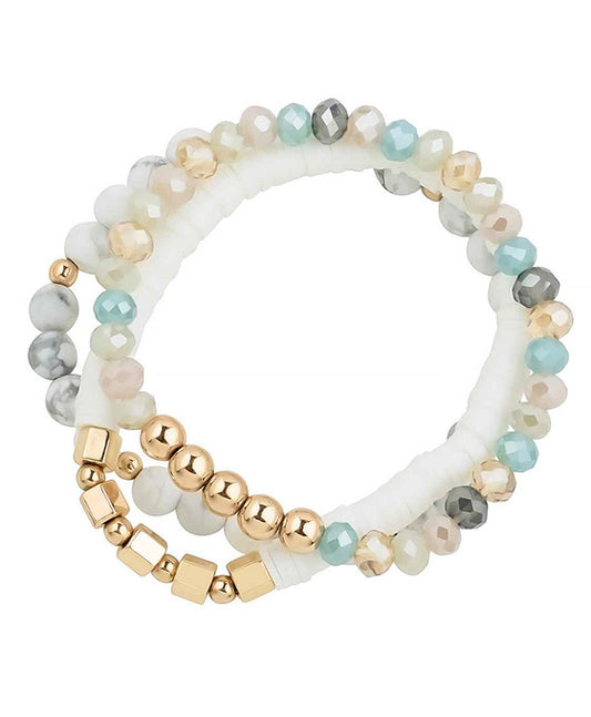 Stone / Rubber / Glass Bead Stretch Bracelet