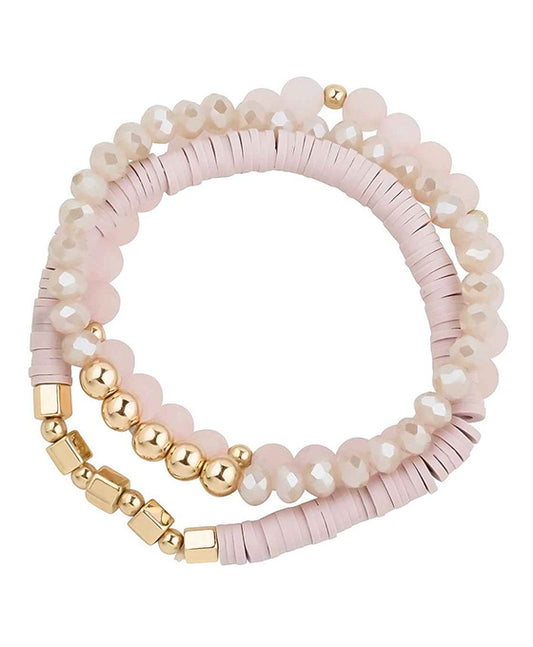 Stone / Rubber / Glass Bead Stretch Bracelet