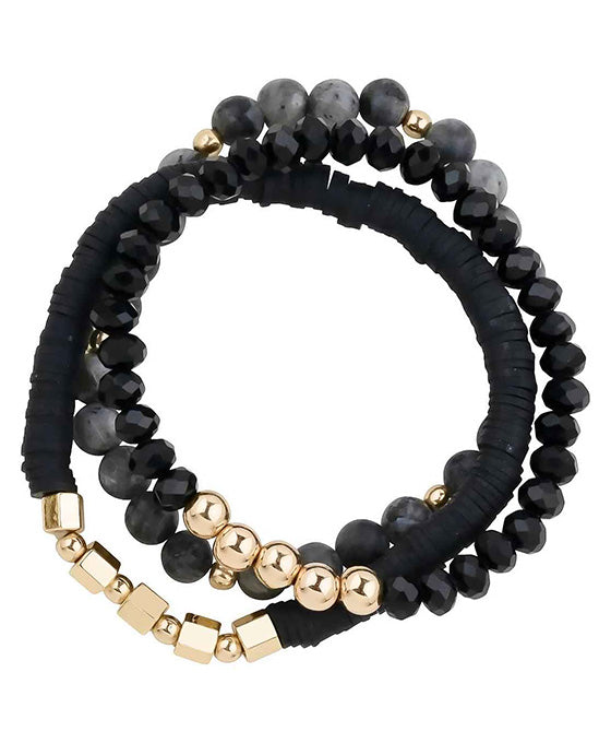 Stone / Rubber / Glass Bead Stretch Bracelet