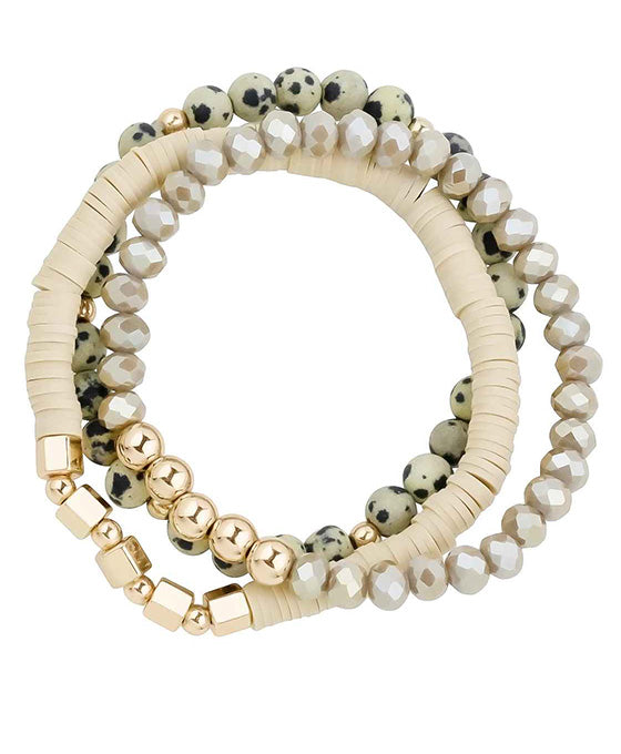 Stone / Rubber / Glass Bead Stretch Bracelet