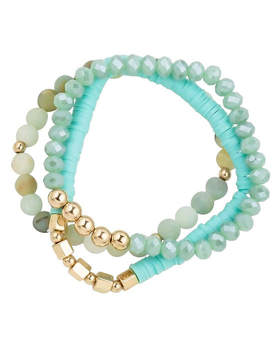 Stone / Rubber / Glass Bead Stretch Bracelet