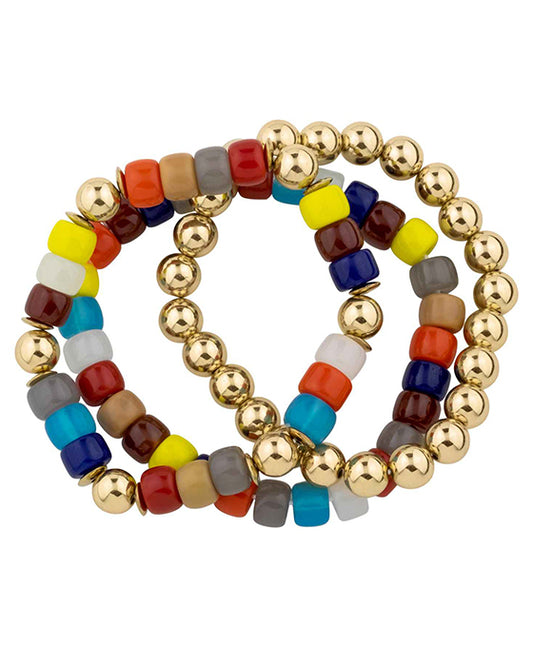 Resin & Metal 3 Set Stretch Bracelet