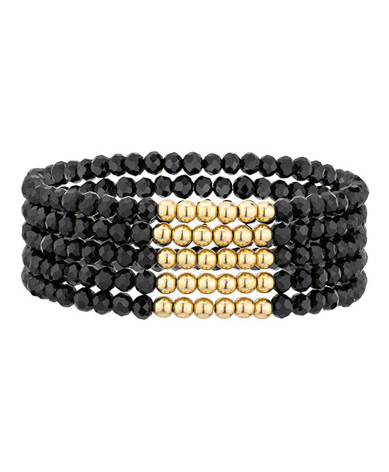Glass & Metal 5 Set Stretch Bracelet
