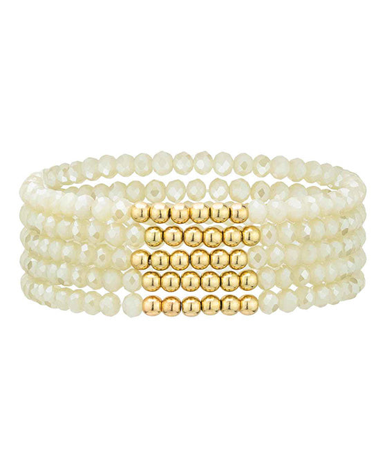 Glass & Metal 5 Set Stretch Bracelet