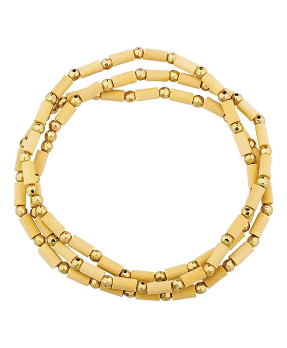 Wood & Metal Texture 3 Set Stretch Bracelet