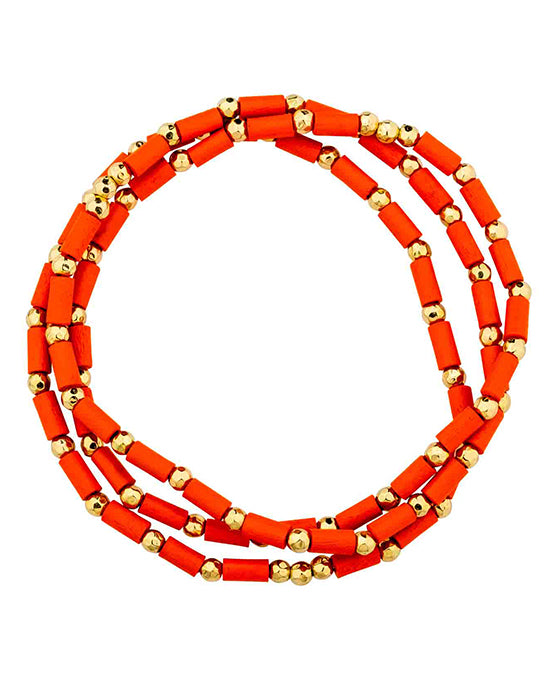 Wood & Metal Texture 3 Set Stretch Bracelet