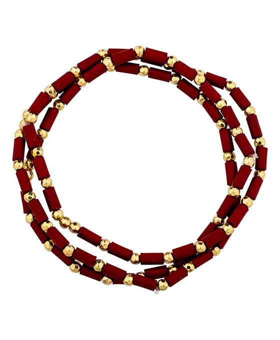 Wood & Metal Texture 3 Set Stretch Bracelet