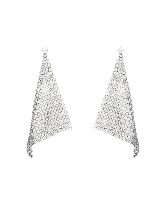 Partial Rhinestone Triangle Mesh Chain Drop Earring