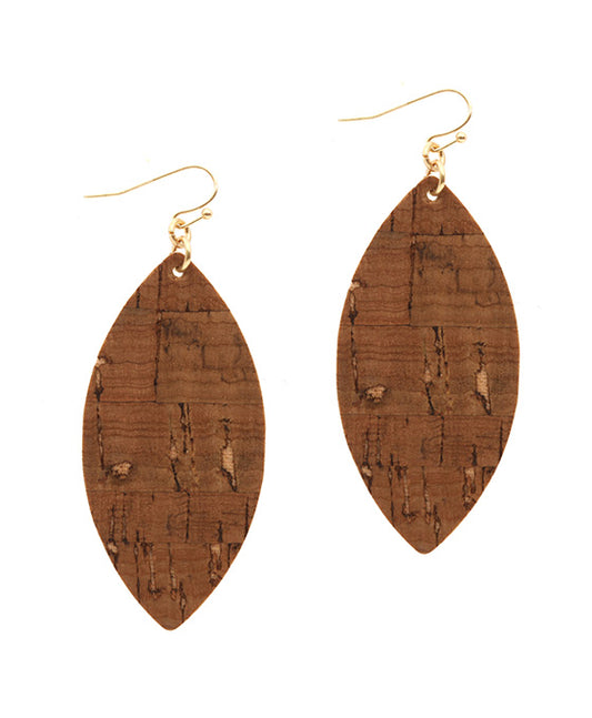 Cork Geometric Marquise Earring