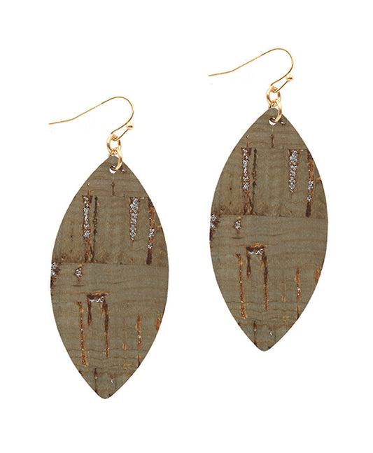 Cork Geometric Marquise Earring