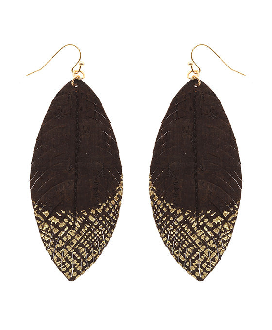 Cork Feather Brushed Earring