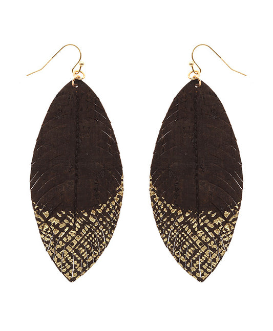 Cork Feather Brushed Earring