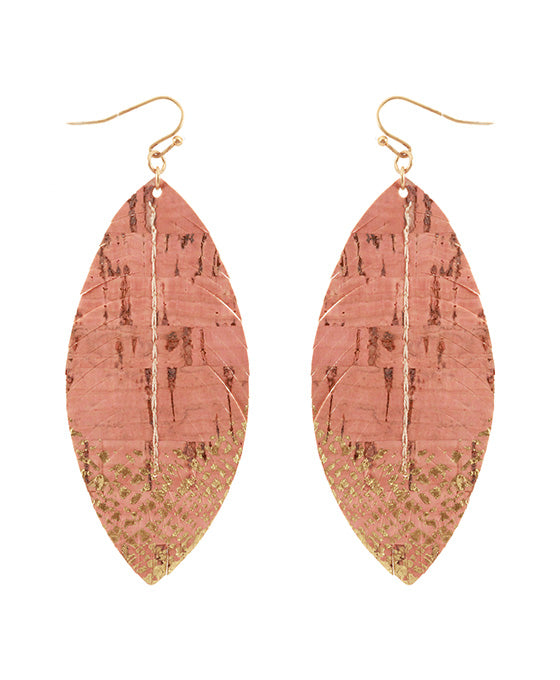 Cork Feather Brushed Earring