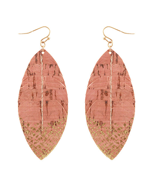 Cork Feather Brushed Earring