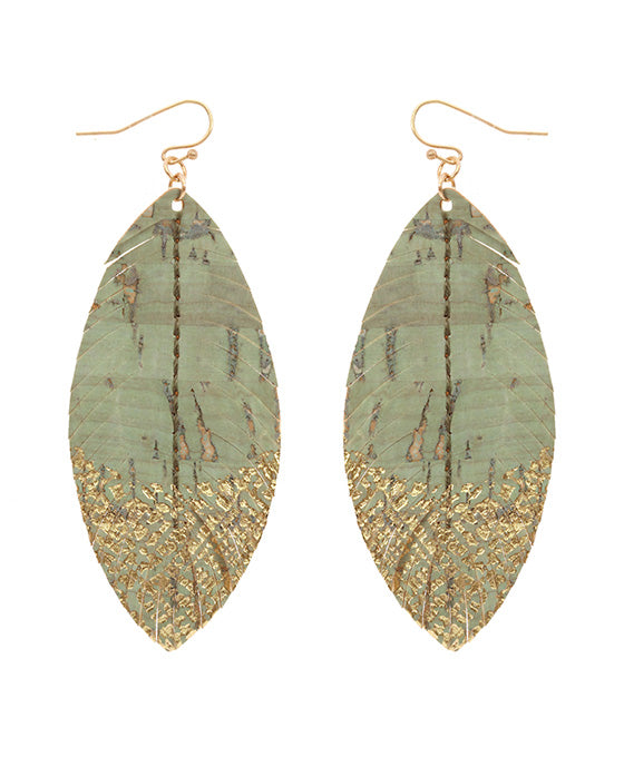 Cork Feather Brushed Earring