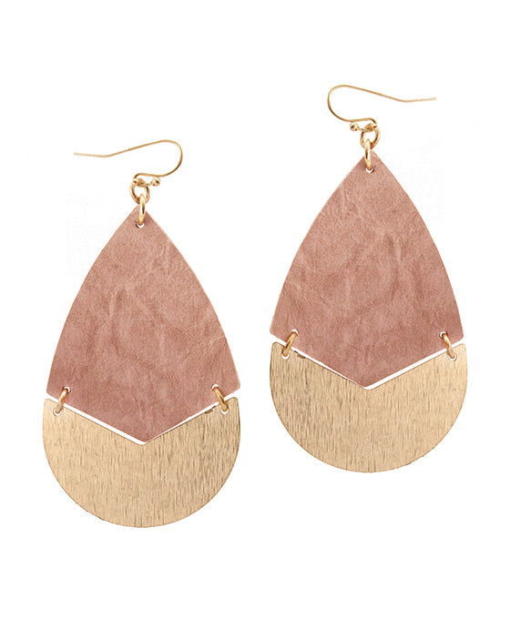 Leather & Metal Teardrop Earring