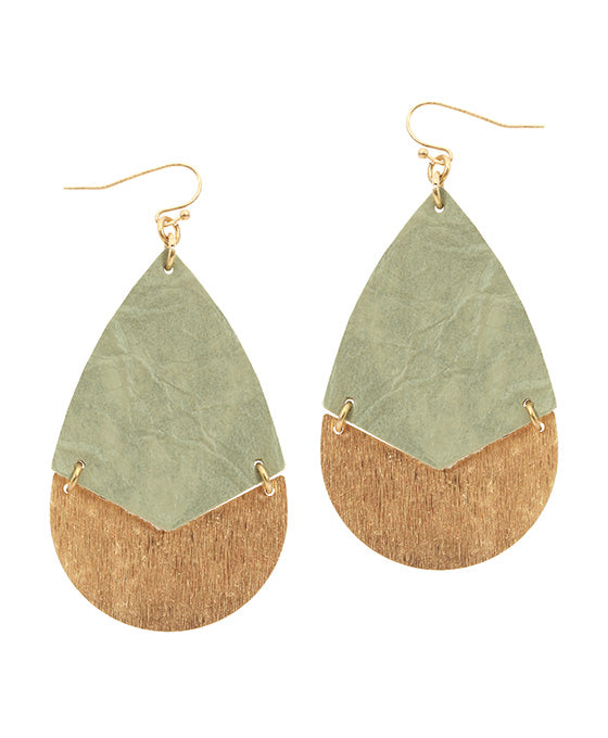 Leather & Metal Teardrop Earring