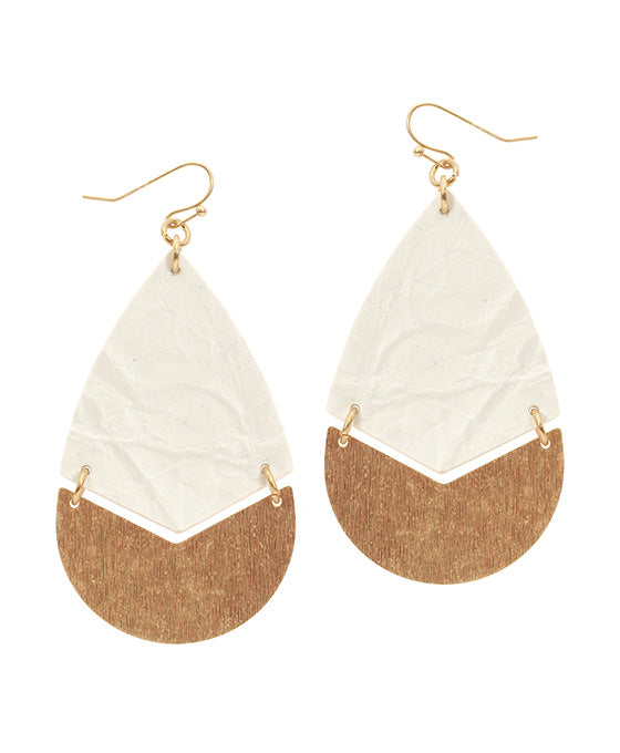 Leather & Metal Teardrop Earring