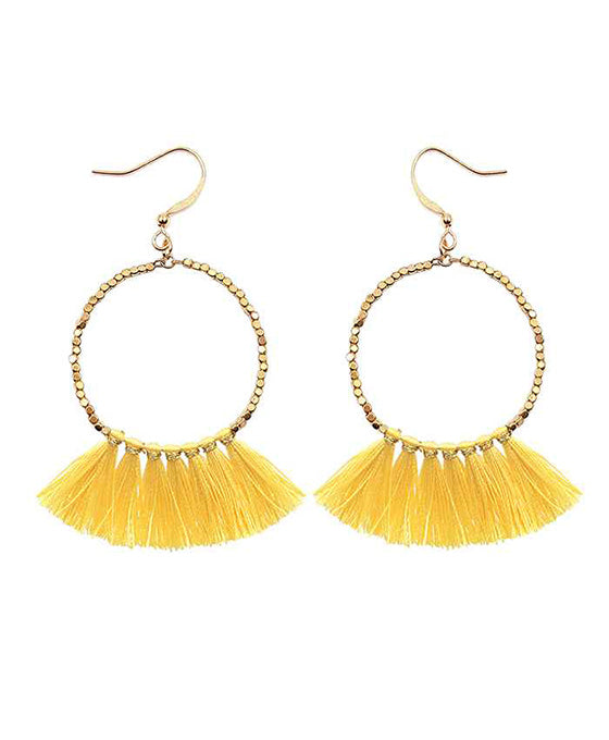 Metal Round w/ Tassel Earring