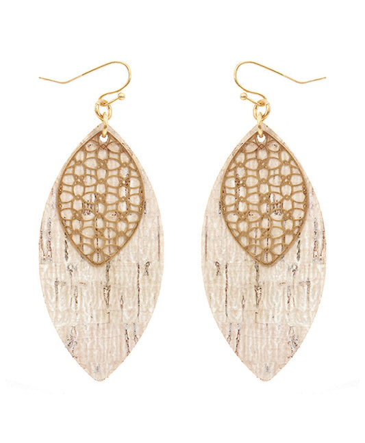 Metal & Cork Marquise Earring