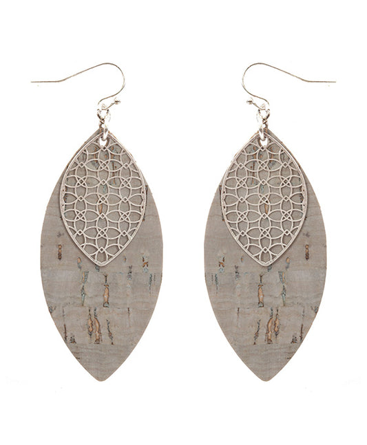 Metal & Cork Marquise Earring