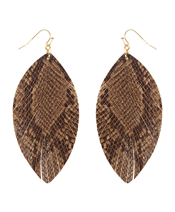 Leather Geometric Fringe Earring