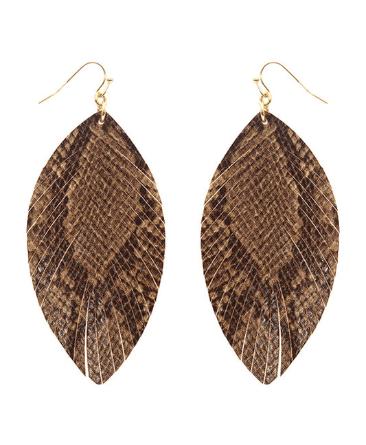 Leather Geometric Fringe Earring