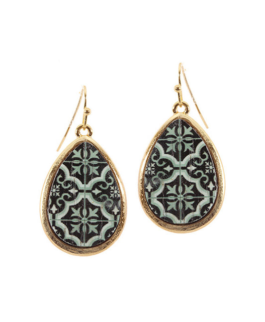 Wood Moroccan Teardrop Earring