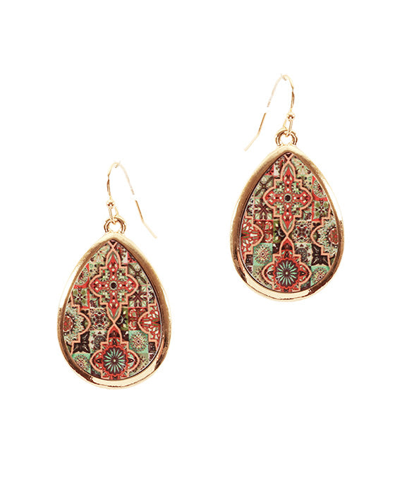 Wood Moroccan Teardrop Earring