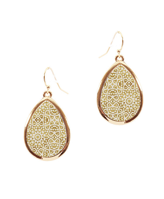Wood Moroccan Teardrop Earring