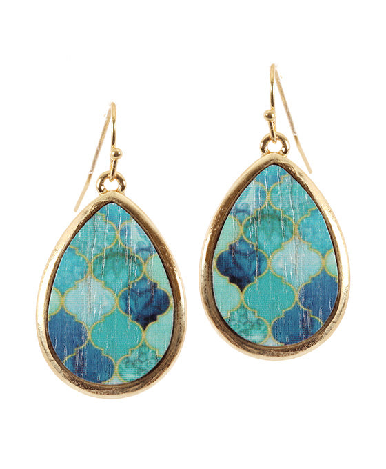 Wood Moroccan Teardrop Earring