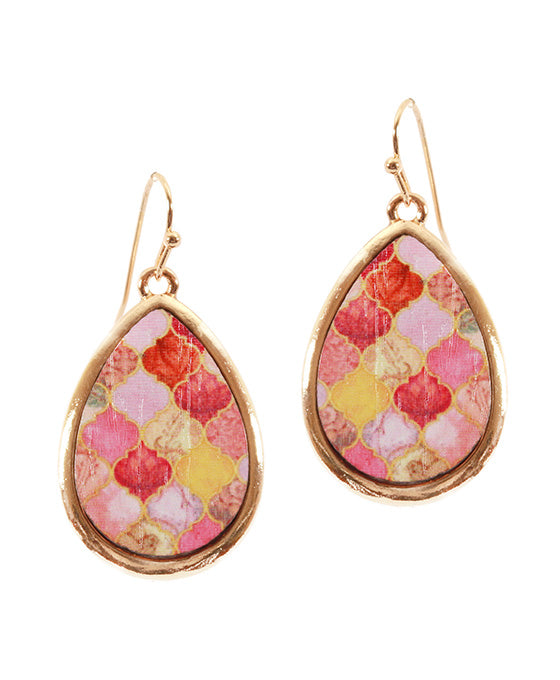 Wood Moroccan Teardrop Earring