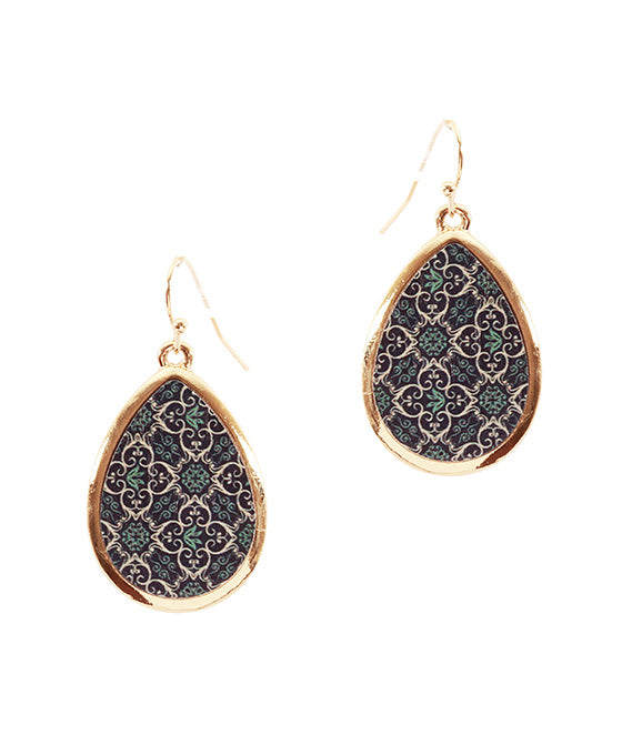 Wood Moroccan Teardrop Earring